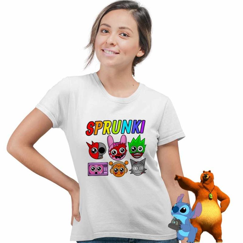 Fashion, accesorii si bijuterii - Femei - Imbracaminte femei - Tricouri si topuri femei - Tricou Femei Sprunki Horror Beats, alb, marime L - Infinity.ro