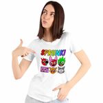 Fashion, accesorii si bijuterii - Femei - Imbracaminte femei - Tricouri si topuri femei - Tricou Femei Sprunki Horror Beats, alb, marime L - Infinity.ro
