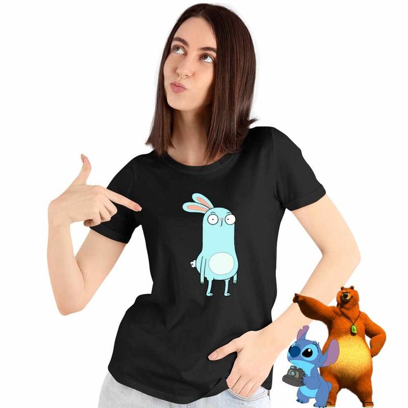 Fashion, accesorii si bijuterii - Femei - Imbracaminte femei - Tricouri si topuri femei - Tricou Femei Barry Buns Kiff Desen Animat, negru, marime L - Infinity.ro