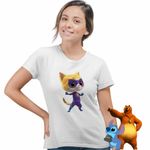 Fashion, accesorii si bijuterii - Femei - Imbracaminte femei - Tricouri si topuri femei - Tricou Femei Super Pisicute Sclipi Sparks SuperKitties, alb, marime XL - Infinity.ro