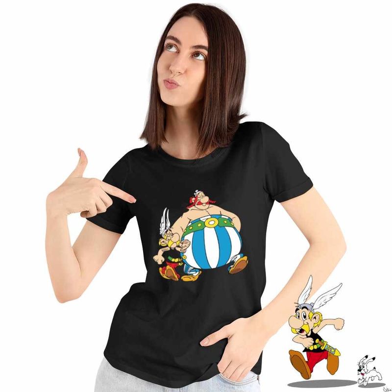 Fashion, accesorii si bijuterii - Femei - Imbracaminte femei - Tricouri si topuri femei - Tricou Femei Asterix Obelix Aventuri Cezar, negru, marime M - Infinity.ro