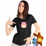 Fashion, accesorii si bijuterii - Femei - Imbracaminte femei - Tricouri si topuri femei - Tricou Femei Squishmallows Porc Ferma, negru, marime 3XL - Infinity.ro