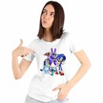Fashion, accesorii si bijuterii - Femei - Imbracaminte femei - Tricouri si topuri femei - Tricou Femei Robogobo Bluey Sonic Super Pisicute, alb, marime L - Infinity.ro