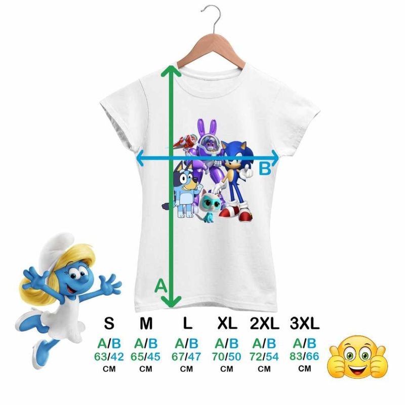 Fashion, accesorii si bijuterii - Femei - Imbracaminte femei - Tricouri si topuri femei - Tricou Femei Robogobo Bluey Sonic Super Pisicute, alb, marime L - Infinity.ro