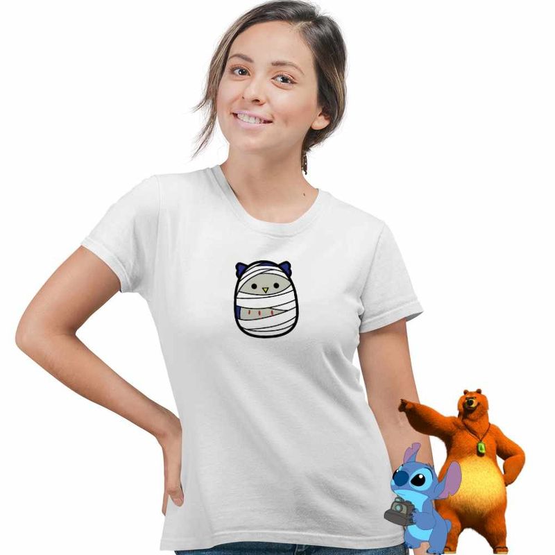 Fashion, accesorii si bijuterii - Femei - Imbracaminte femei - Tricouri si topuri femei - Tricou Femei Squishmallows Mumie Egipt, alb, marime 2XL - Infinity.ro