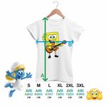 Fashion, accesorii si bijuterii - Femei - Imbracaminte femei - Tricouri si topuri femei - Tricou Femei SpongeBob Desene Animate Chitara, alb, marime XL - Infinity.ro