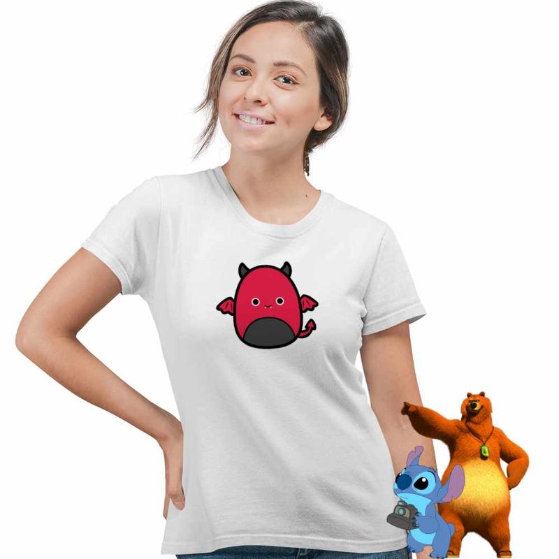 Fashion, accesorii si bijuterii - Femei - Imbracaminte femei - Tricouri si topuri femei - Tricou Femei Squish mallows Diavol Horror, alb, marime 2XL - Infinity.ro