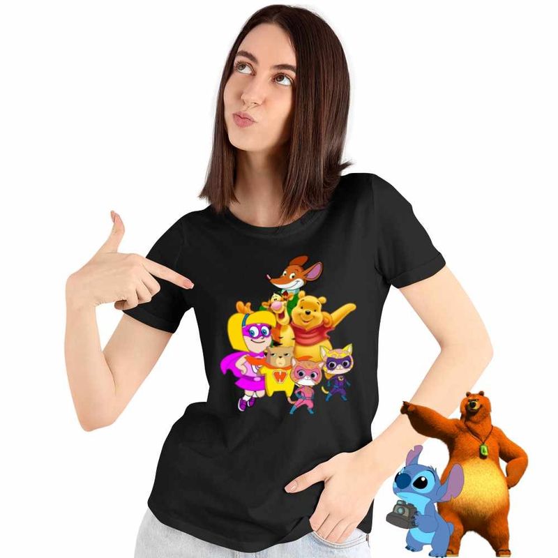 Fashion, accesorii si bijuterii - Femei - Imbracaminte femei - Tricouri si topuri femei - Tricou Femei Hamster Gretel Geronimo Winnie Super Pisicute, negru, marime L - Infinity.ro