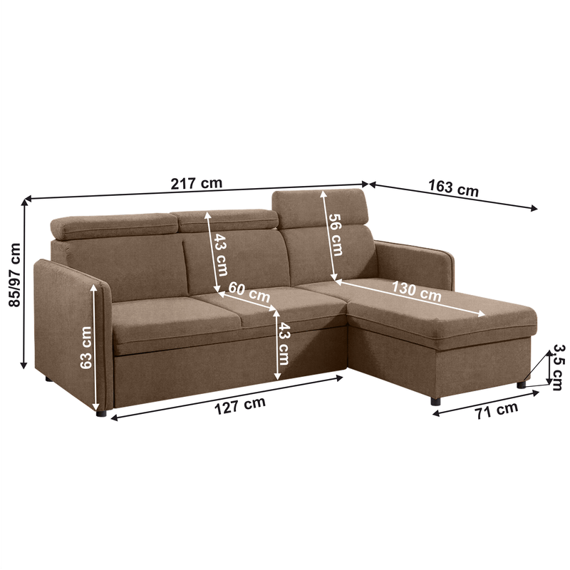 Casa si Gradina - Mobilier - Canapele si coltare - Coltare - Canapea extensibila, gri-maro Taupe, ALECHANDRO A ROH - Infinity.ro