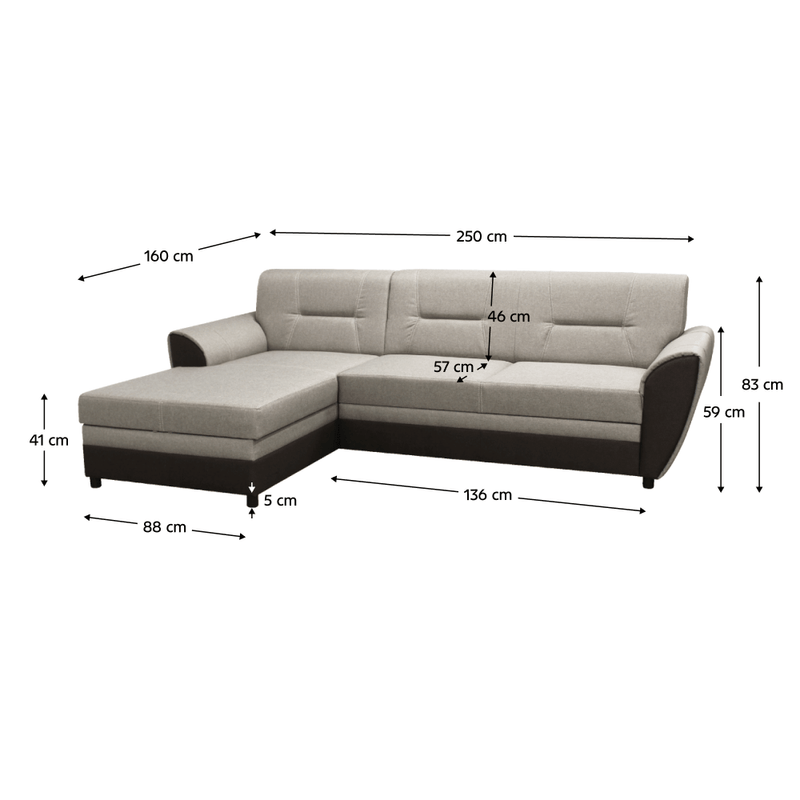 Casa si Gradina - Mobilier - Canapele si coltare - Coltare - Set canapea extensibila, maro/gri-bej taupe, stanga, SEVARD ROH - Infinity.ro