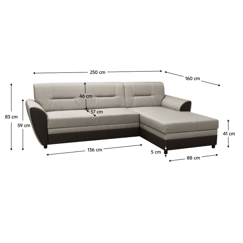 Casa si Gradina - Mobilier - Canapele si coltare - Coltare - Canapea extensibila, maro/gri-bej taupe, dreapta, SEVARD ROH - Infinity.ro