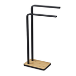 Casa si Gradina - Sanitare - Suporturi si accesorii baie - Suporturi baie - Suport pentru prosoape, metal de culoare neagra / bambus, LABAV - Infinity.ro
