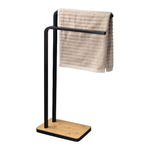 Casa si Gradina - Sanitare - Suporturi si accesorii baie - Suporturi baie - Suport pentru prosoape, metal de culoare neagra / bambus, LABAV - Infinity.ro