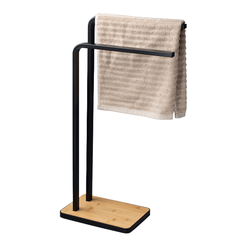 Casa si Gradina - Sanitare - Suporturi si accesorii baie - Suporturi baie - Suport pentru prosoape, metal de culoare neagra / bambus, LABAV - Infinity.ro