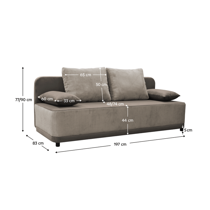 Casa si Gradina - Mobilier - Canapele si coltare - Canapele - Canapea extensibila, gri-bej Taupe, SENTY - Infinity.ro