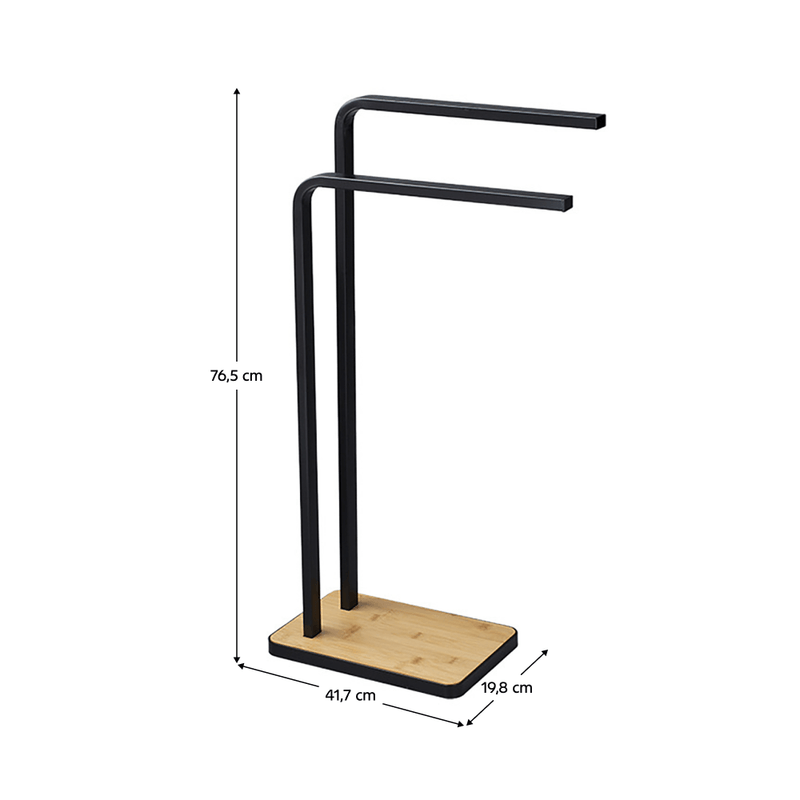 Casa si Gradina - Sanitare - Suporturi si accesorii baie - Suporturi baie - Suport pentru prosoape, metal de culoare neagra / bambus, LABAV - Infinity.ro