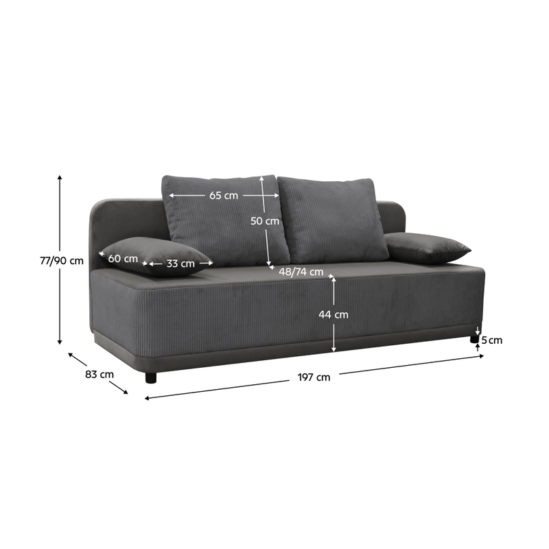Casa si Gradina - Mobilier - Canapele si coltare - Canapele - Canapea extensibila, gri, SENTY - Infinity.ro
