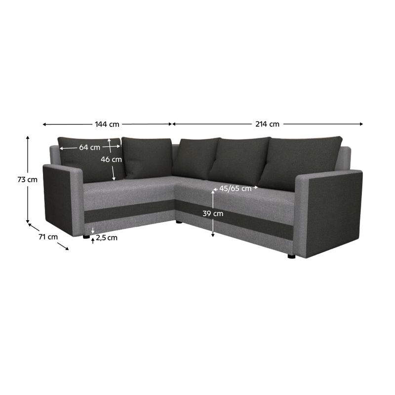 Casa si Gradina - Mobilier - Canapele si coltare - Coltare - Canapea universala, neagra / gri, DINA L ROH - Infinity.ro