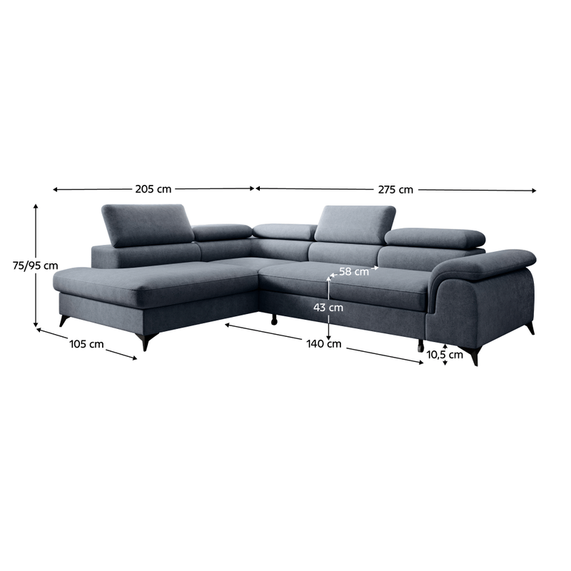 Casa si Gradina - Mobilier - Canapele si coltare - Coltare - Set canapea extensibila, gri, stanga, PONY ROH - Infinity.ro