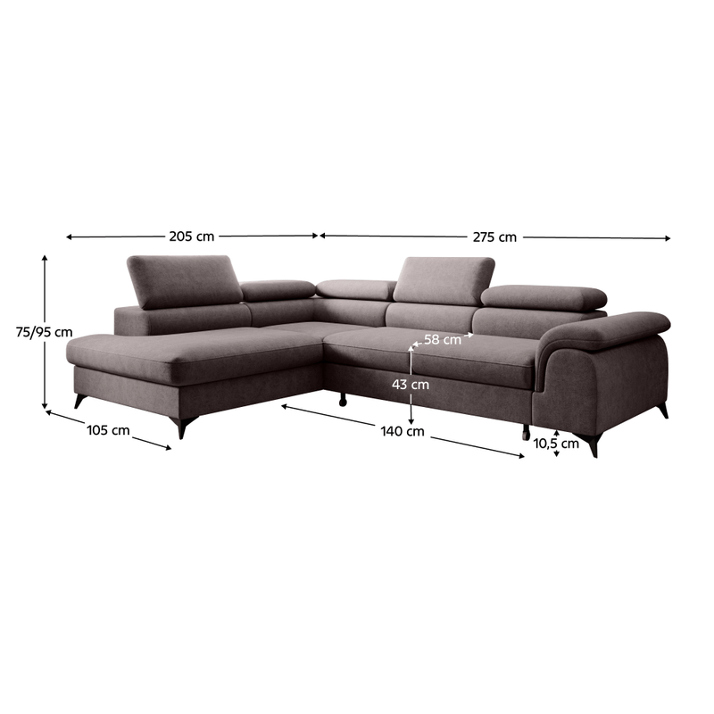 Casa si Gradina - Mobilier - Canapele si coltare - Coltare - Canapea extensibila, gri-maro, stanga, PONY ROH - Infinity.ro