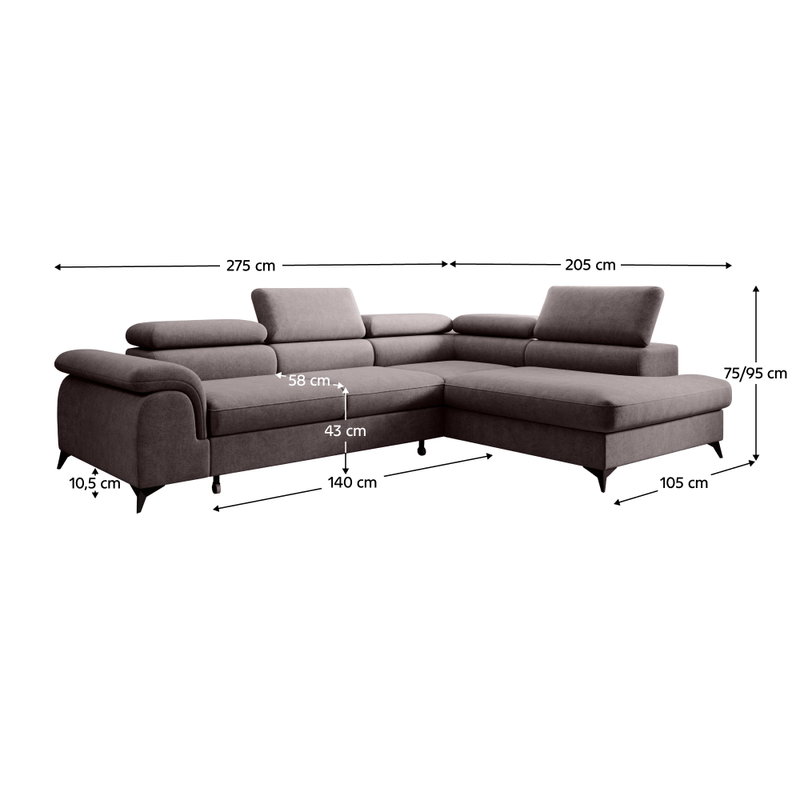 Casa si Gradina - Mobilier - Canapele si coltare - Coltare - Canapea extensibila, gri-maro, dreapta, PONY ROH - Infinity.ro