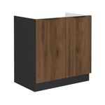 Casa si Gradina - Mobilier - Comode si corpuri - Corpuri bucatarie - Dulap pentru chiuveta, nuc okapi/negru, MENZO 80 ZL 2F BB - Infinity.ro