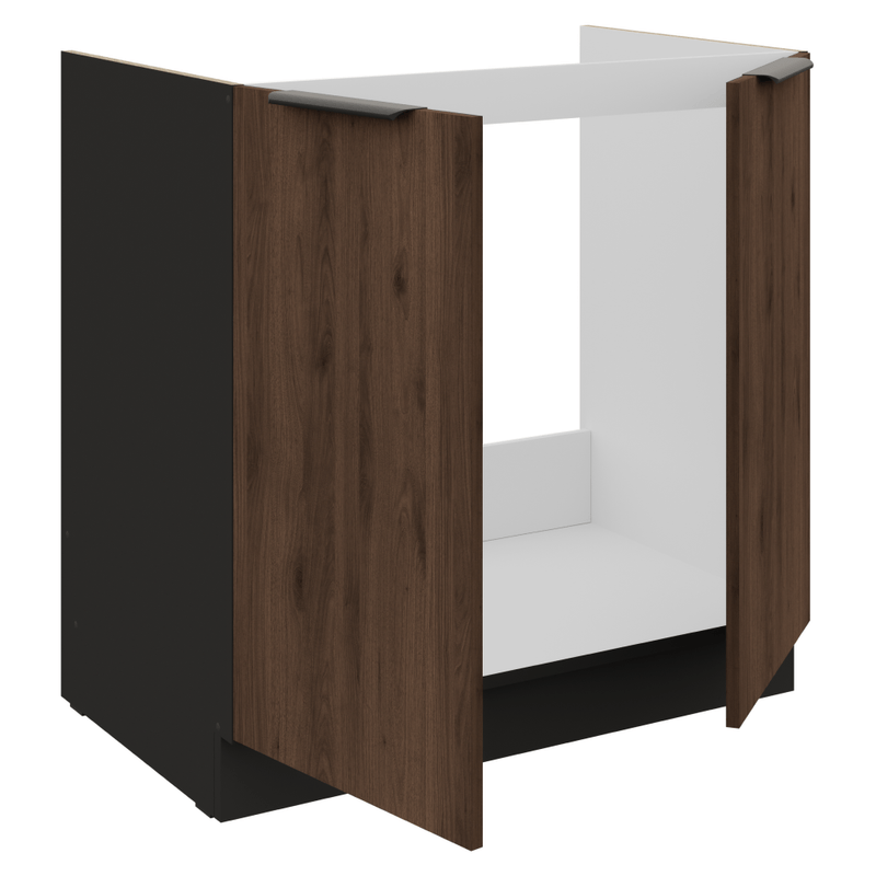 Casa si Gradina - Mobilier - Comode si corpuri - Corpuri bucatarie - Dulap pentru chiuveta, nuc okapi/negru, MENZO 80 ZL 2F BB - Infinity.ro