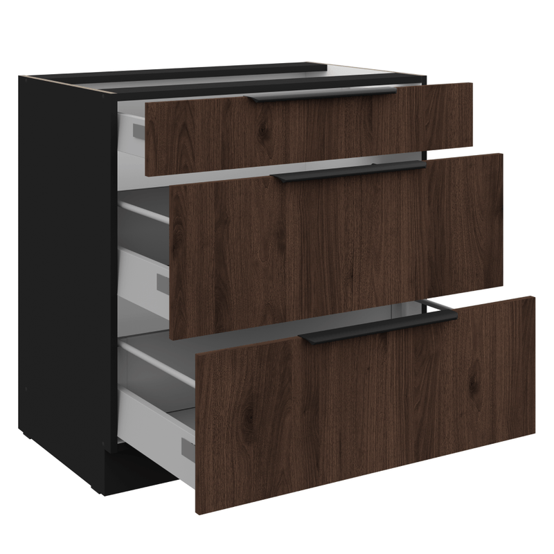 Casa si Gradina - Mobilier - Comode si corpuri - Corpuri bucatarie - Dulap inferior, nuc okapi/negru, MENZO 80 D 3S BB - Infinity.ro