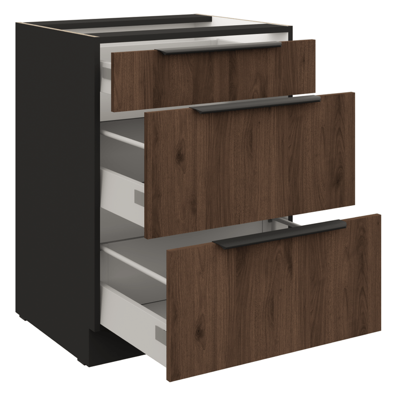 Casa si Gradina - Mobilier - Comode si corpuri - Corpuri bucatarie - Dulap inferior, nuc okapi/negru, MENZO 60 D 3S BB - Infinity.ro