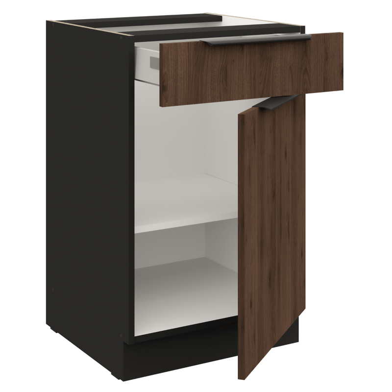 Casa si Gradina - Mobilier - Comode si corpuri - Corpuri bucatarie - Dulap inferior, nuc okapi/negru, MENZO 50 D 1F 1S BB - Infinity.ro
