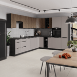 Casa si Gradina - Mobilier - Comode si corpuri - Corpuri bucatarie - Dulap inferior, nuc okapi/negru, MENZO 80 D 3S BB - Infinity.ro