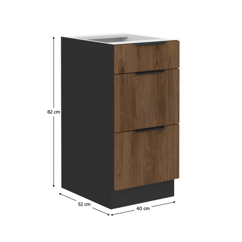 Casa si Gradina - Mobilier - Comode si corpuri - Corpuri bucatarie - Dulap inferior, nuc okapi/negru, MENZO 40 D 3S BB - Infinity.ro