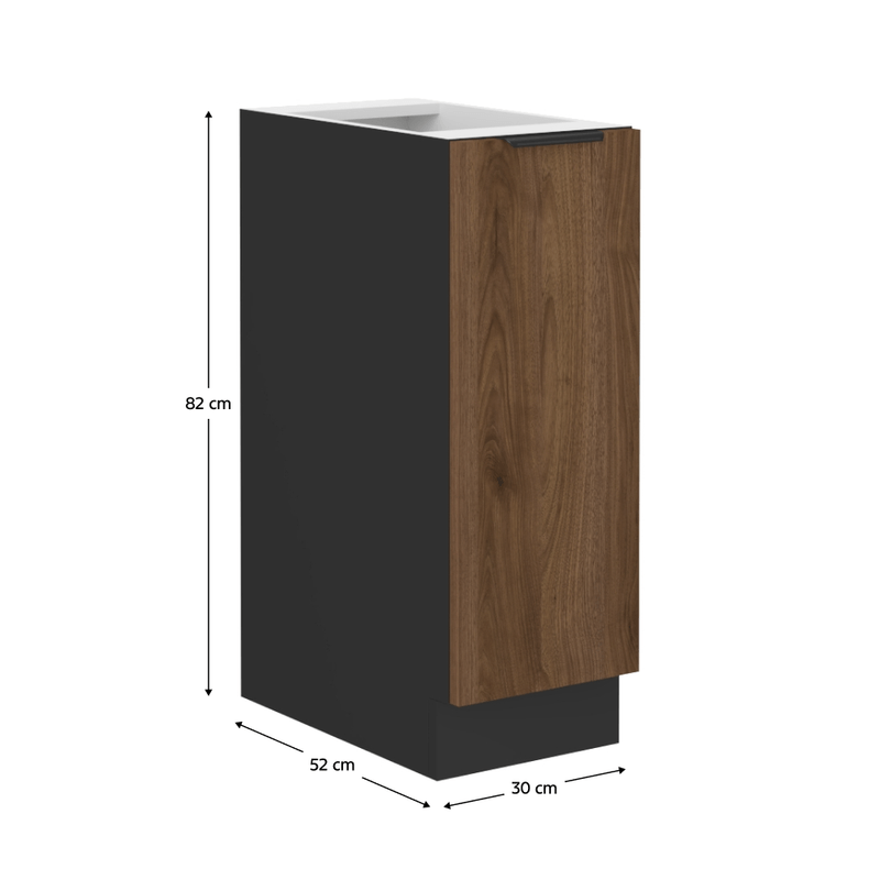 Casa si Gradina - Mobilier - Comode si corpuri - Corpuri bucatarie - Dulap inferior cu cos extensibil, nuc okapi/negru, MENZO 30 D CARGO BB - Infinity.ro