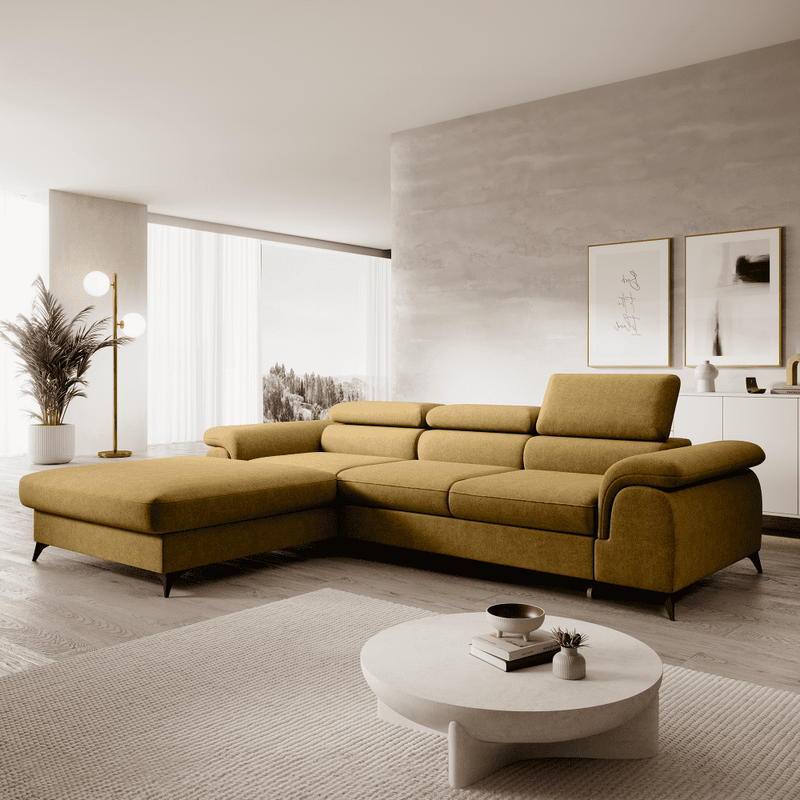 Casa si Gradina - Mobilier - Canapele si coltare - Coltare - Set canapea extensibila HORTY ROH, stanga, in culoarea mustarului - Infinity.ro