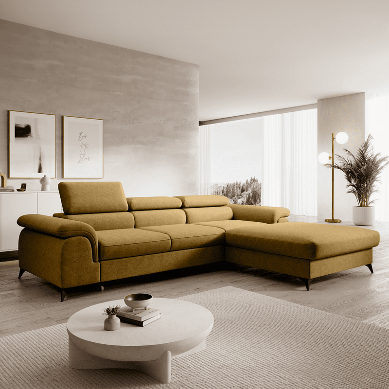 Casa si Gradina - Mobilier - Canapele si coltare - Coltare - Set canapea extensibila HORTY ROH, dreapta, in culoarea mustarului - Infinity.ro