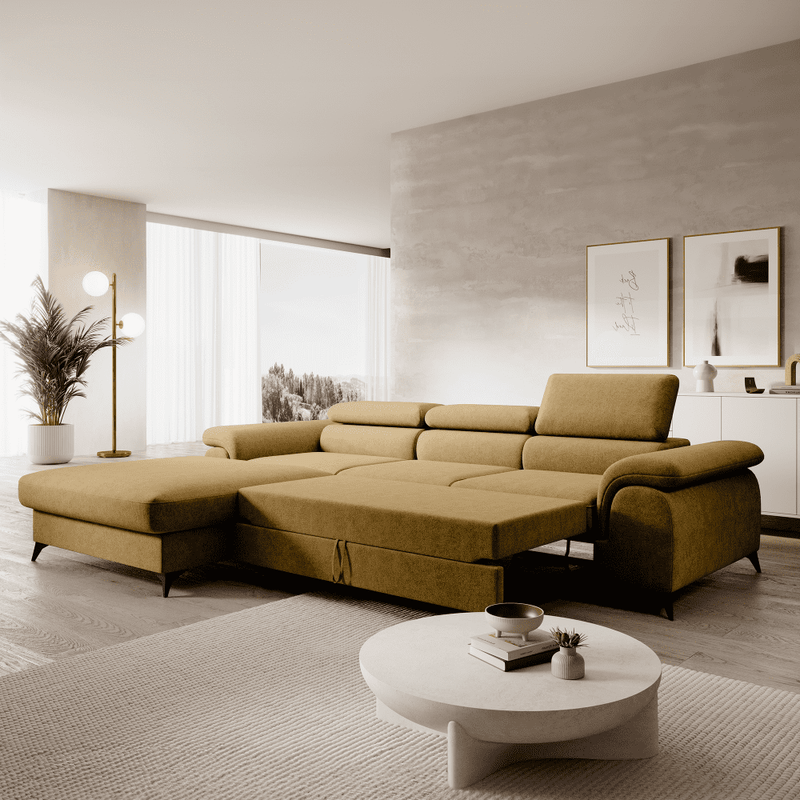 Casa si Gradina - Mobilier - Canapele si coltare - Coltare - Set canapea extensibila HORTY ROH, stanga, in culoarea mustarului - Infinity.ro
