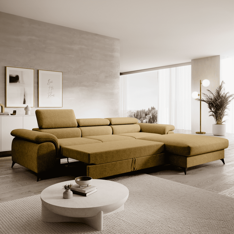 Casa si Gradina - Mobilier - Canapele si coltare - Coltare - Set canapea extensibila HORTY ROH, dreapta, in culoarea mustarului - Infinity.ro