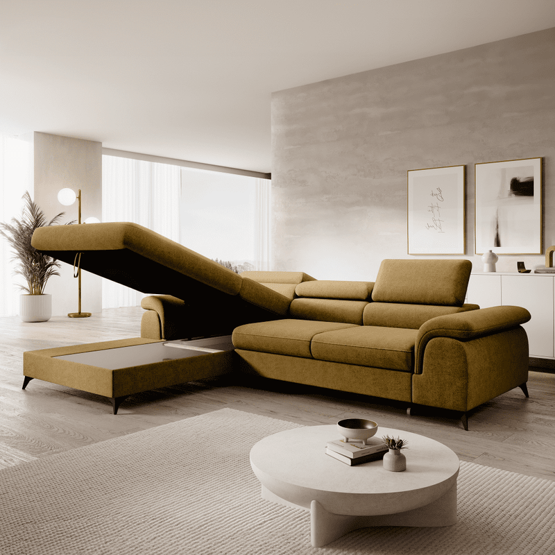 Casa si Gradina - Mobilier - Canapele si coltare - Coltare - Set canapea extensibila HORTY ROH, stanga, in culoarea mustarului - Infinity.ro