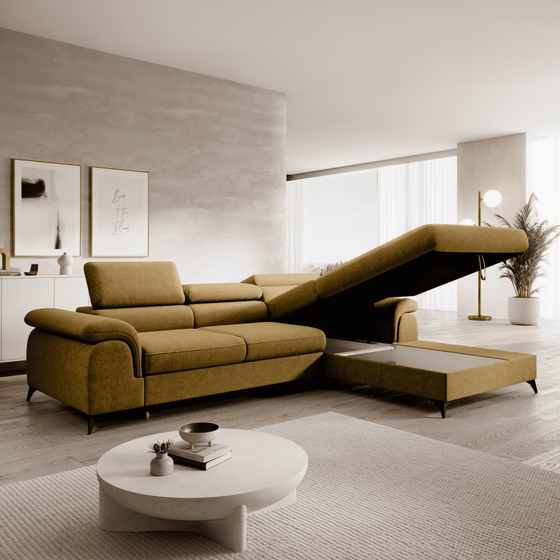 Casa si Gradina - Mobilier - Canapele si coltare - Coltare - Set canapea extensibila HORTY ROH, dreapta, in culoarea mustarului - Infinity.ro