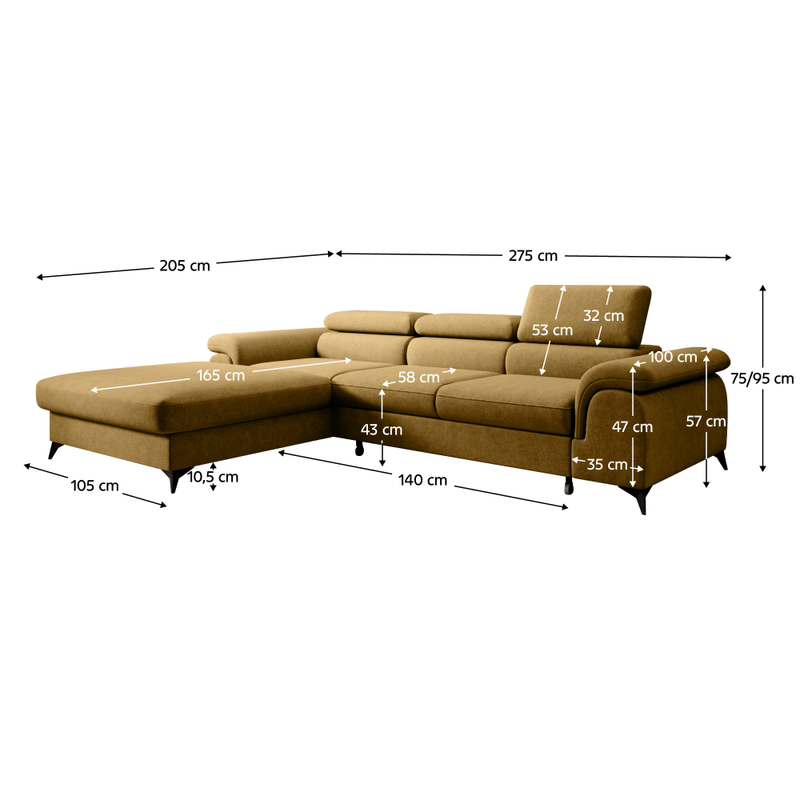 Casa si Gradina - Mobilier - Canapele si coltare - Coltare - Set canapea extensibila HORTY ROH, stanga, in culoarea mustarului - Infinity.ro