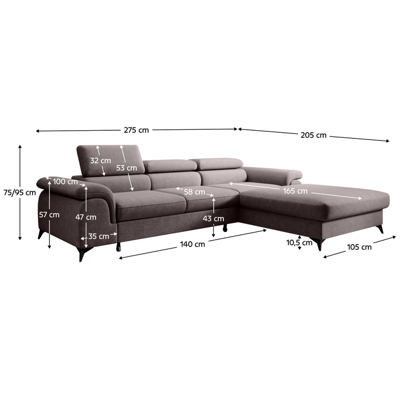 Casa si Gradina - Mobilier - Canapele si coltare - Coltare - Set canapea extensibila, maro, dreapta, HORTY ROH - Infinity.ro