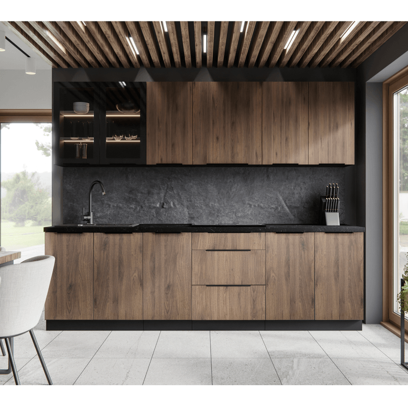 Casa si Gradina - Mobilier - Comode si corpuri - Corpuri bucatarie - Dulap inferior cu cos incorporat, nuc okapi/negru, MENZO 15 D CARGO BB - Infinity.ro