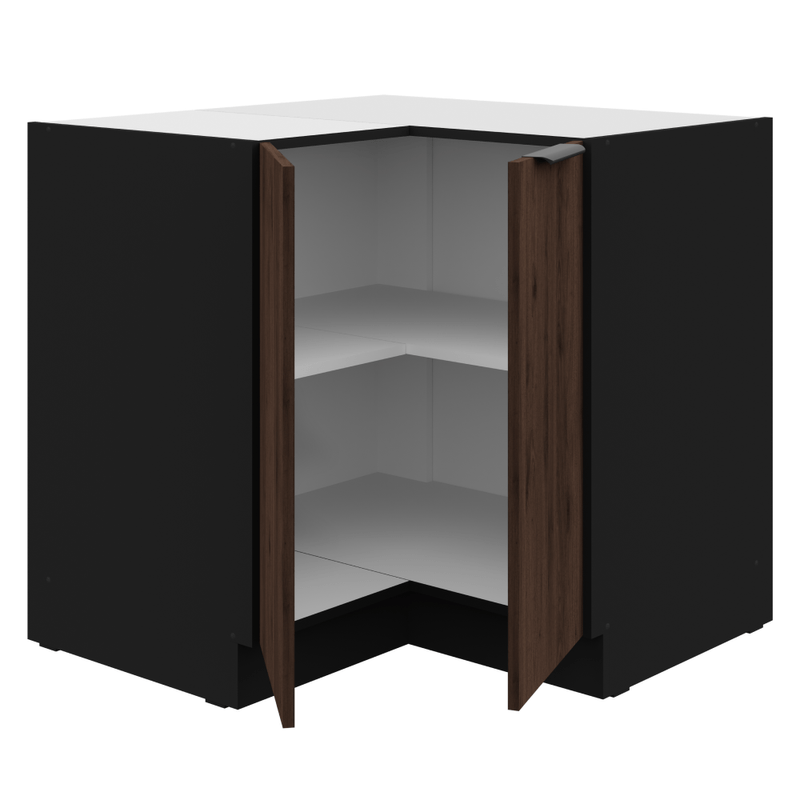 Casa si Gradina - Mobilier - Comode si corpuri - Corpuri bucatarie - Dulap de colt inferior, nuc okapi/negru, MENZO 90x90 DN 2F BB - Infinity.ro