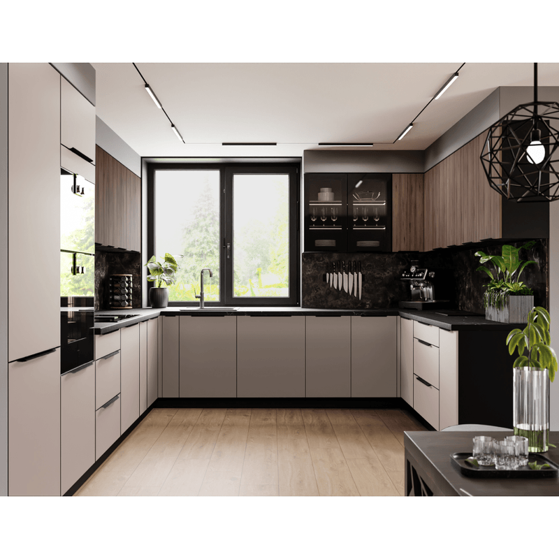 Casa si Gradina - Mobilier - Comode si corpuri - Corpuri bucatarie - Dulap inferior cu cos incorporat, nuc okapi/negru, MENZO 15 D CARGO BB - Infinity.ro