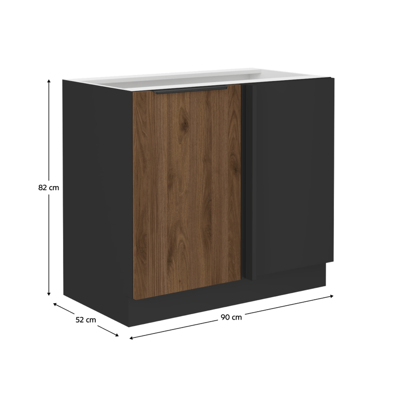 Casa si Gradina - Mobilier - Comode si corpuri - Corpuri bucatarie - Dulap inferior, nuc okapi/negru, MENZO 105 ND 1F BB - Infinity.ro