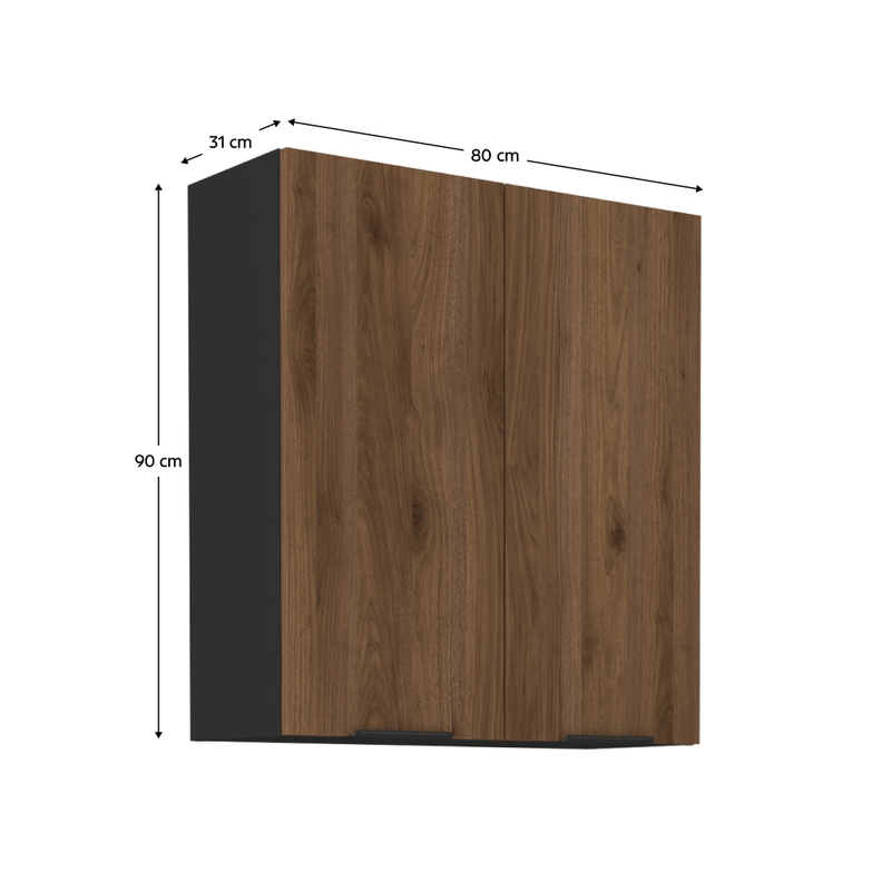 Casa si Gradina - Mobilier - Comode si corpuri - Corpuri bucatarie - Dulap superior, nuc okapi/negru, MENZO 80 G-90 2F - Infinity.ro