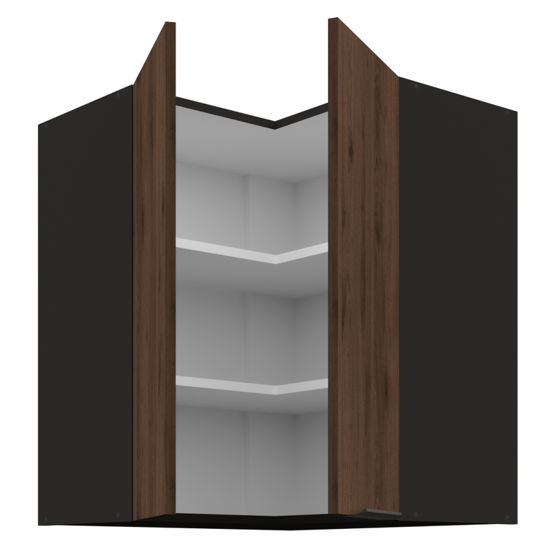 Casa si Gradina - Mobilier - Comode si corpuri - Corpuri bucatarie - Dulap de colt superior, nuc okapi/negru, MENZO 60x60 GN-72 2F - Infinity.ro