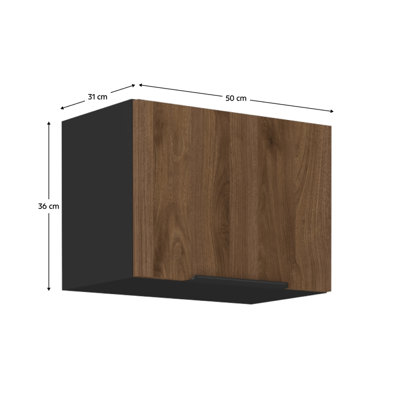Casa si Gradina - Mobilier - Comode si corpuri - Corpuri bucatarie - Dulap superior, nuc okapi/negru, MENZO 50 GU-36 1F - Infinity.ro