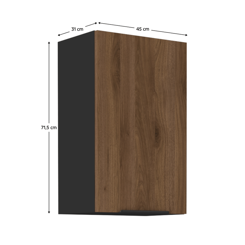 Casa si Gradina - Mobilier - Comode si corpuri - Corpuri bucatarie - Dulap superior, nuc okapi/negru, MENZO 45 G-72 1F - Infinity.ro