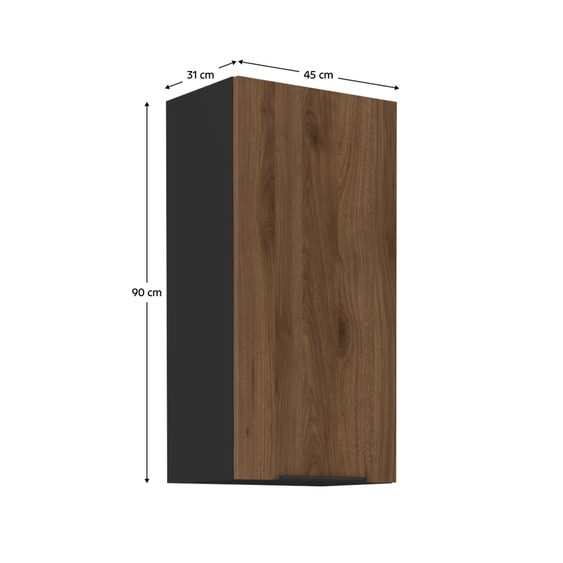 Casa si Gradina - Mobilier - Comode si corpuri - Corpuri bucatarie - Dulap superior, nuc okapi/negru, MENZO 45 G-90 1F - Infinity.ro